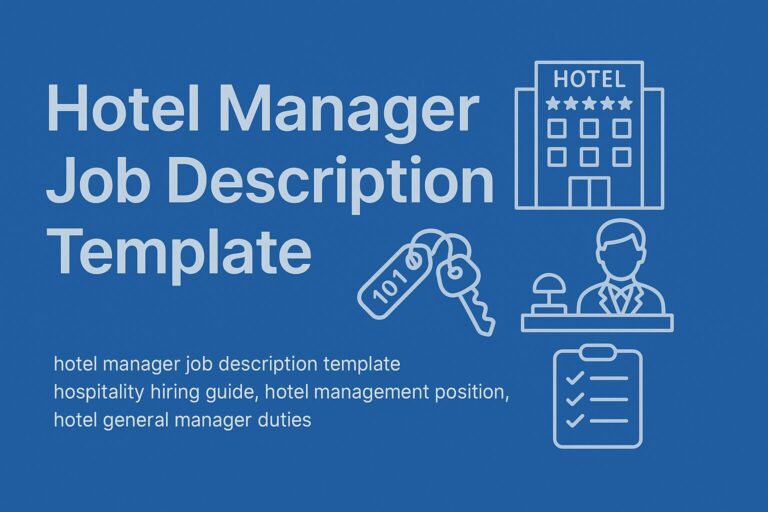 Hotel Manager Job Description Template